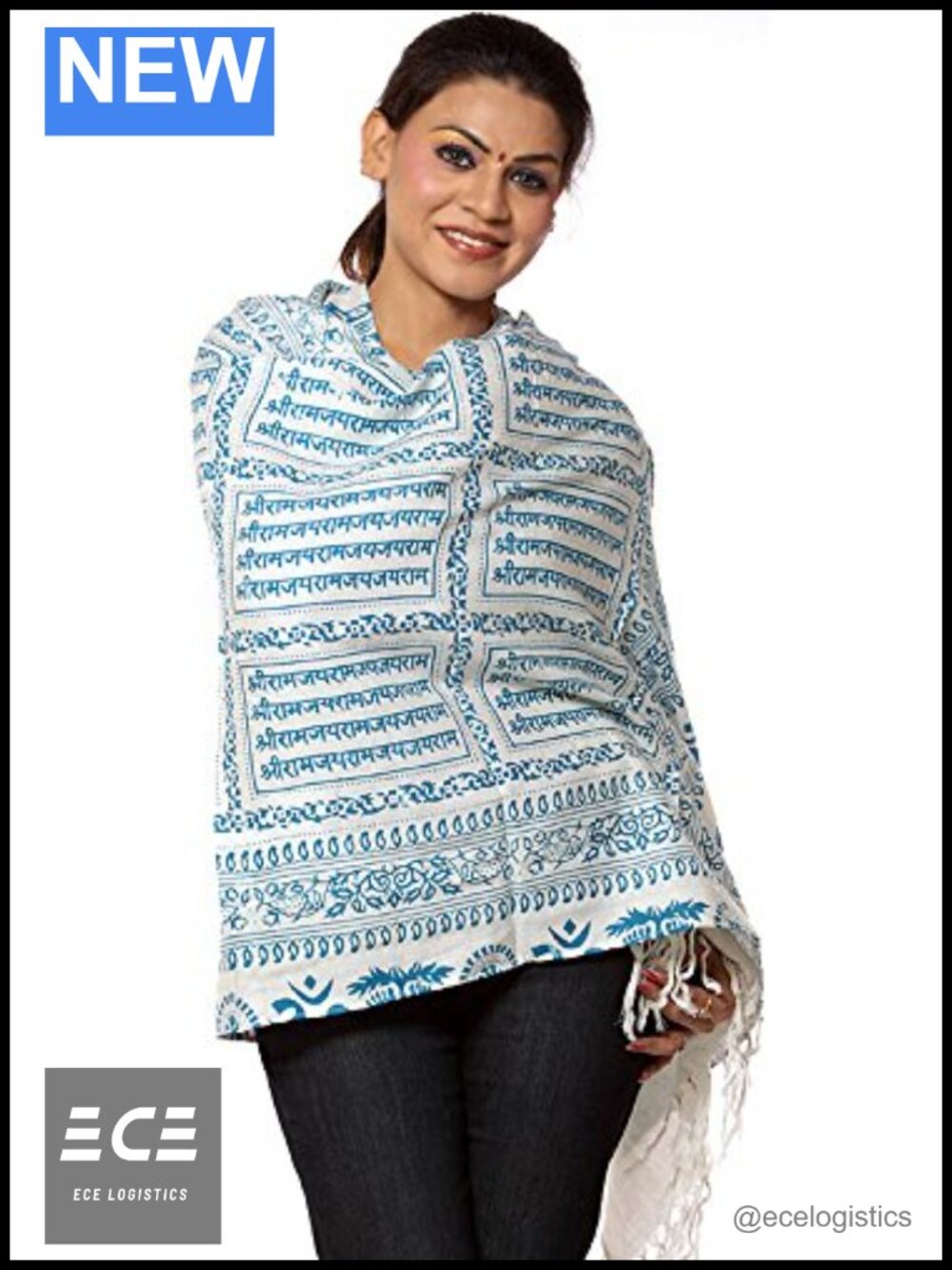 Hindu Prayer Shawl PolyCotton Sri Ram Jai Ram Jai Jai Ram Mantra